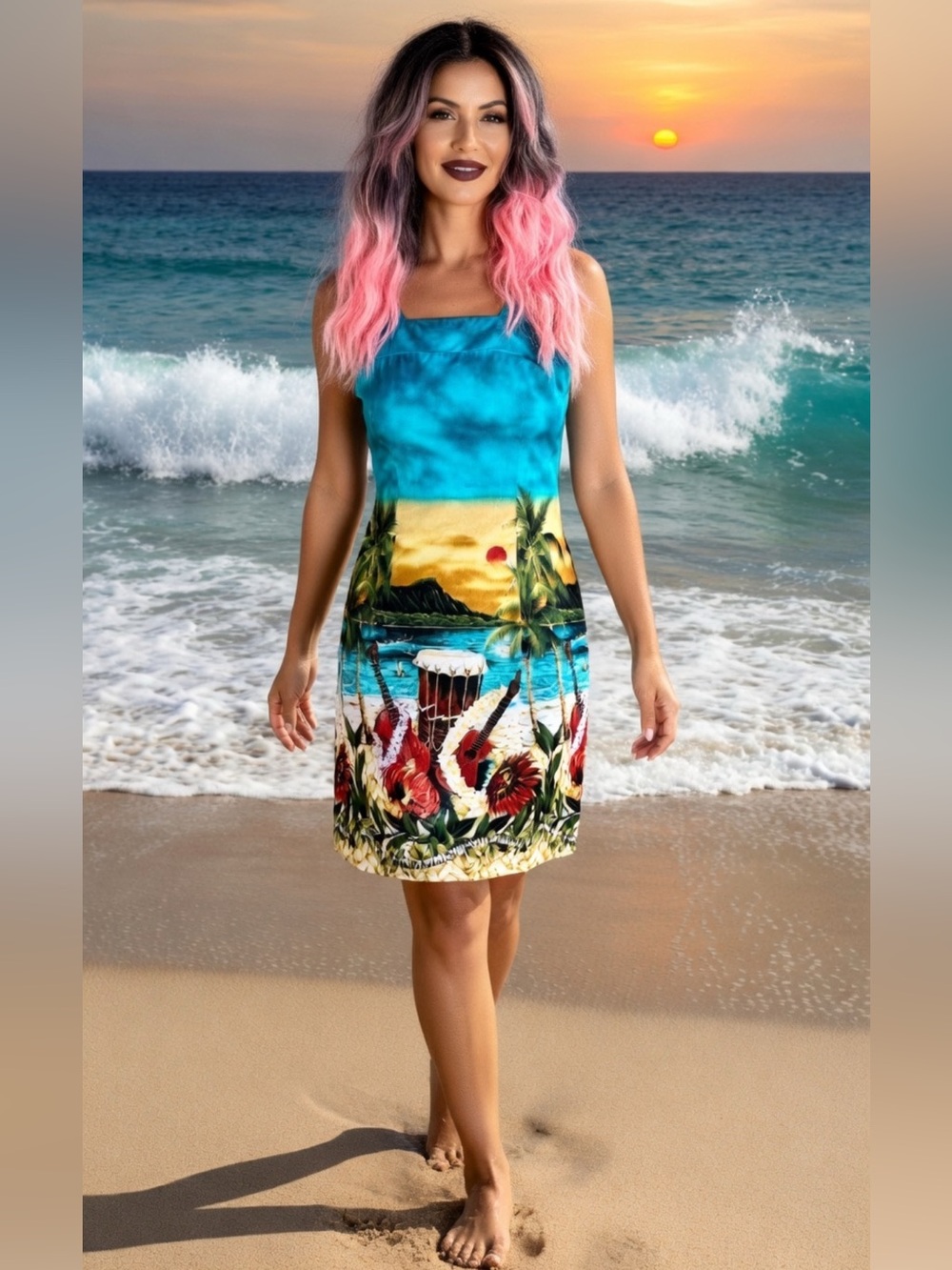 KAD HAWAIIAN Y2K MINI DRESS SUMMER PARTY LIKE NEW WORN ONCE From Hawaii Size S